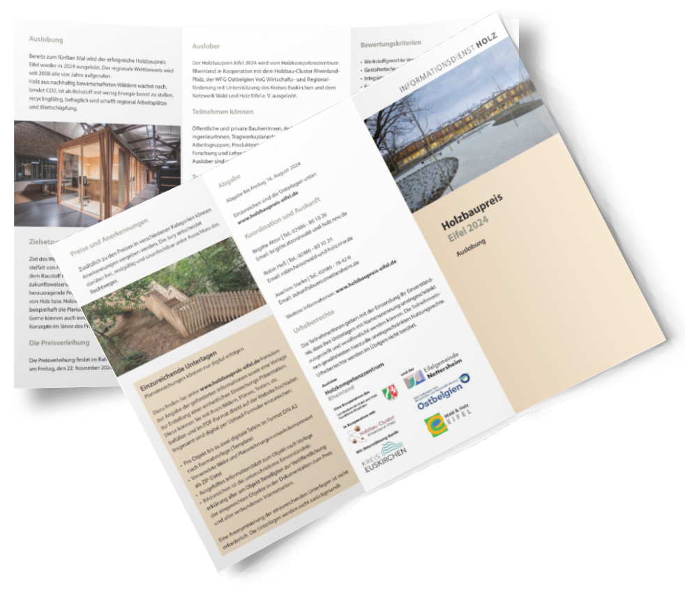 Holzbaupreis Eifel: Vorlagen und Teilnahme-Infos jetzt schon verfügbar